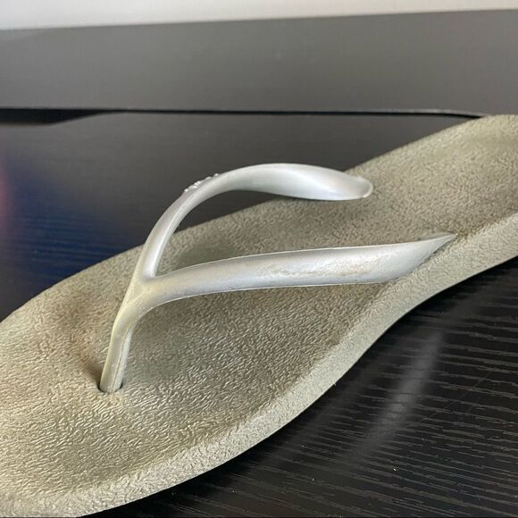 Sanuk Gray & Silver Thong Flip Flops, 10 - Picture 7 of 14